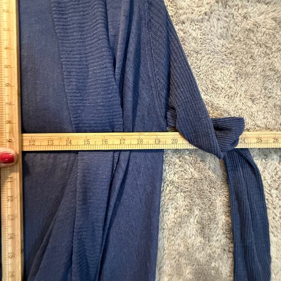 Talbots Navy Blue Linen Drape Front Open Cardigan Sweater Lightweight S Small - Picture 7 of 9